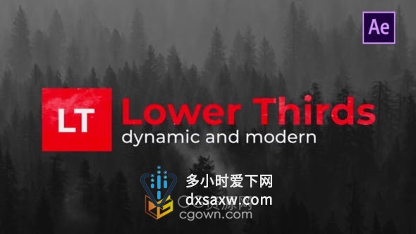响应式设计简约视频字幕条文字标题动画效果-AE模板