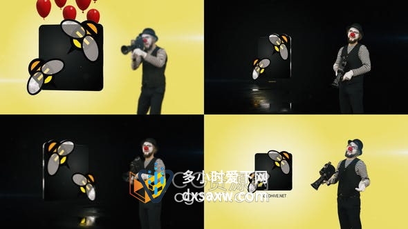 AE模板-小丑人物拍摄LOGO动画视频片头