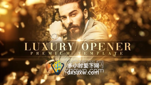 现代豪华金色粒子展示年会颁奖典礼珠宝产品预告摄影时尚视频包装开场-AE模板