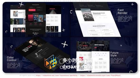 AE模板-深蓝网站宣传片网站服务界面应用程序介绍视频
