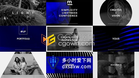 AE模板-简单线条演绎图形动画过渡元素制作产品相册公司企业网站宣传视频