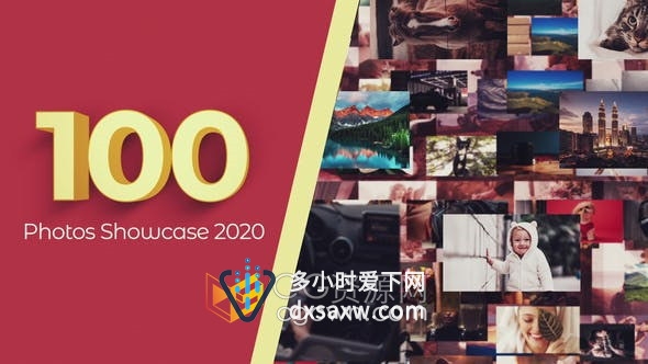 AE模板-100张照片展示简介年度成就宣传视频相册动画