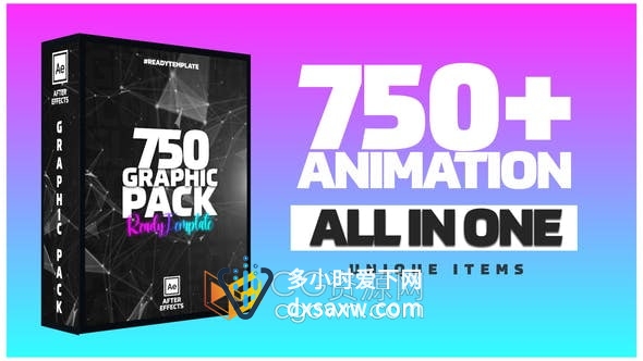 AE模板-750+Graphic Pack包括80个幻灯片250个图标动画150个媒体小视频