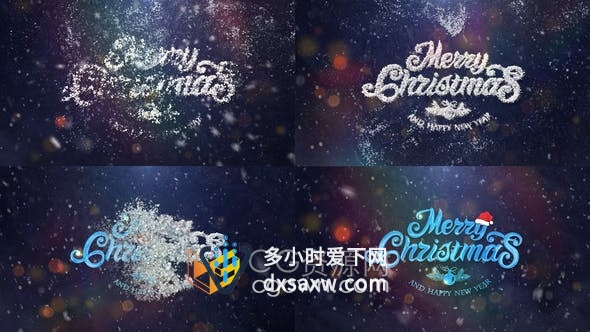 Christmas Logo粒子雪花演绎圣诞节活动庆祝宣传视频片头-AE模板