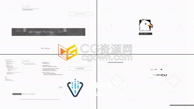 AE模板-现代高科技信息技术Sci-Fi Glitch故障标志LOGO片头