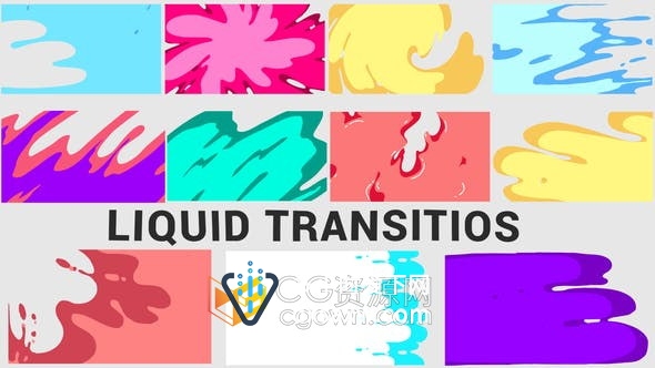 AE模板-Liquid Transition 11卡通手绘液体FX图形动画视频转场过渡