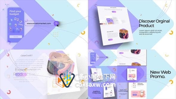 AE模板-Web Promo创意拼贴介绍公司网站APP应用程序推广视频