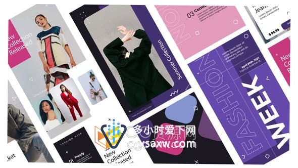 AE模板-时尚服装新品发布短视频介绍8个不同设计效果