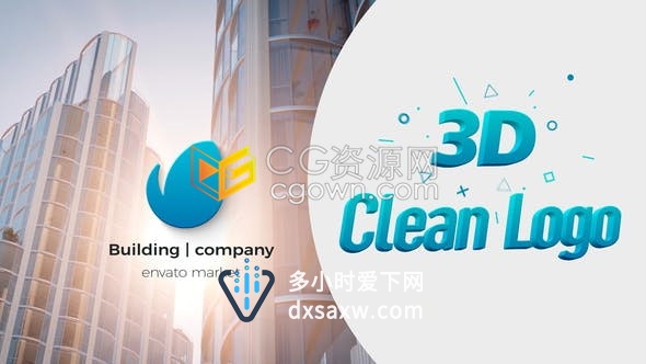 AE模板快速扁平化公司业务介绍品牌展示3D标志LOGO动画