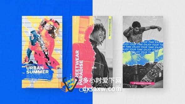 AE模板-城市夏季涂鸦撕裂海报广告产品促销短视频