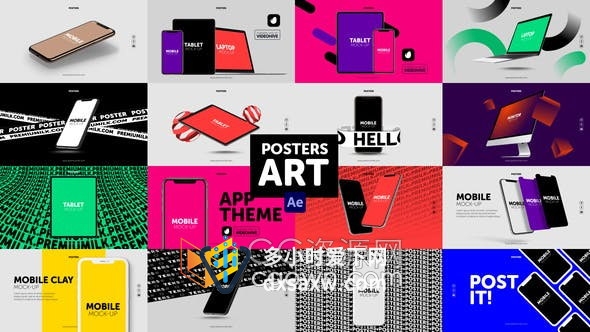 AE模板-各种电子设备场景16张海报动态视频效果Posters Devices