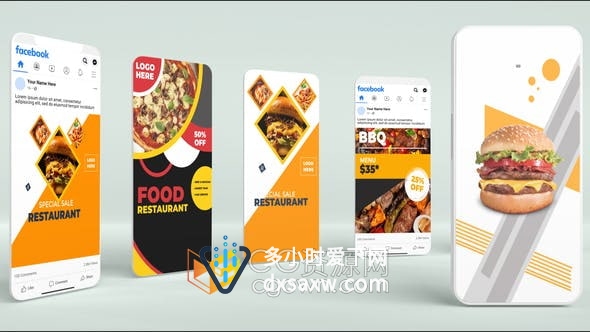AE模板-用于餐厅食品快餐外卖健康食品配送服务介绍短视频
