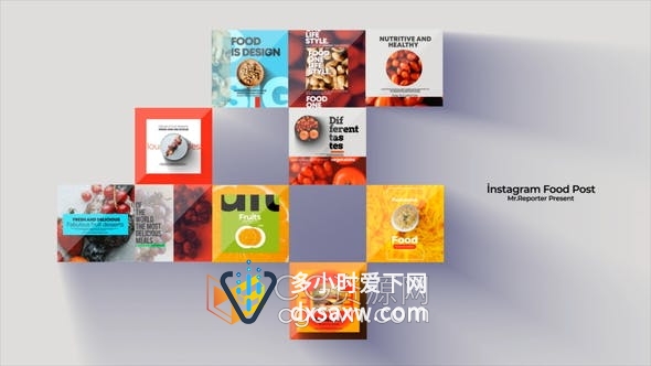 AE模板-美食节社交推广设计素材食品照片创意排版介绍视频动画
