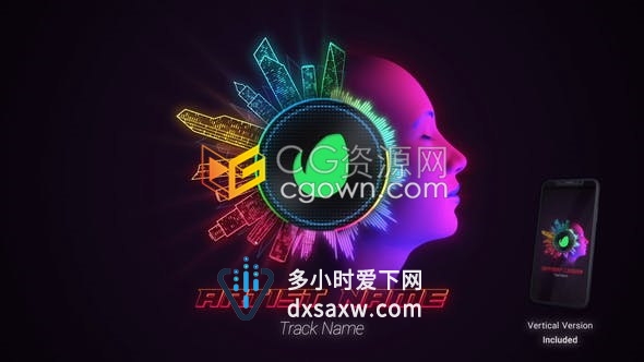AE模板-霓虹灯音频视图音乐视频派对视觉播客音乐可视化频谱