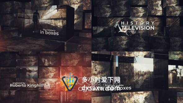 AE模板-立方体场景介绍历史战争英雄真实故事纪录片视频