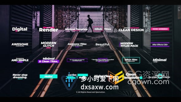 28 Glitch Titles故障特效文字标题动画视频字幕4K分辨率-AE模板