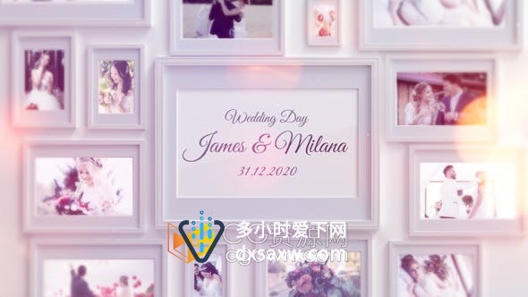 Wedding幻灯片唯美婚礼婚纱照片展示动画视频相册制作-AE模板