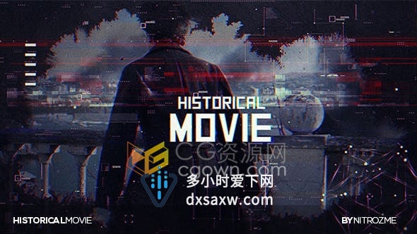 AE模板-故障动画战争历史宣传电影预告片图文视频动画