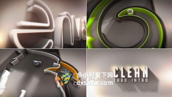 AE模板-3D挤压生长动画LOGO标志效果视频片头