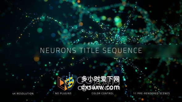 AE模板-3D发光粒子神经元分子场景动画介绍宣传视频效果制作