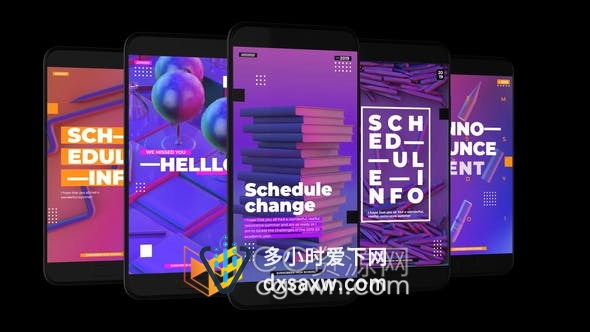 AE模板-制作媒体小视频介绍新学生日程安排通知会议短视频
