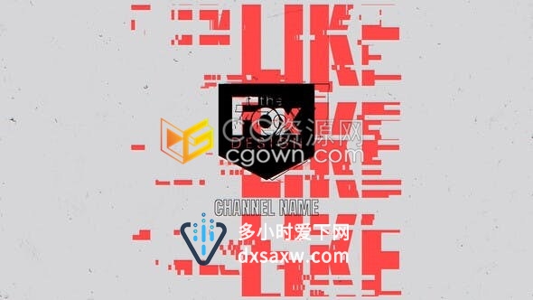 AE模板动感社交媒体频道结尾游戏结束引导点赞订阅分享毛刺特效包装动画
