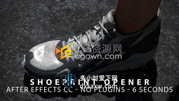 AE模板-跑步鞋子沥青道路足迹展示出LOGO动画视频片头