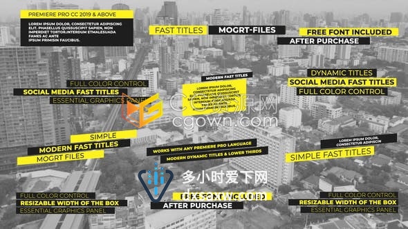 AE模板简单快速框标题社交媒体vlog演示字体文本标题动画
