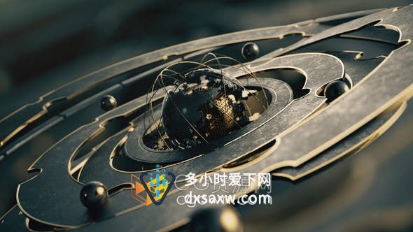 AE模板-环球世界新闻片头金属材质地球仪场景动画视频