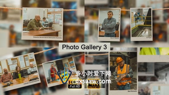AE模板-绳子挂着照片展示动画浪漫幻灯片视频相册制作
