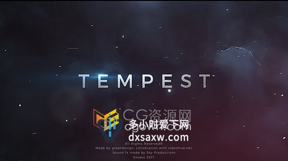 AE模板-暴风雨黑色云层金属粒子标题预告片视频开场