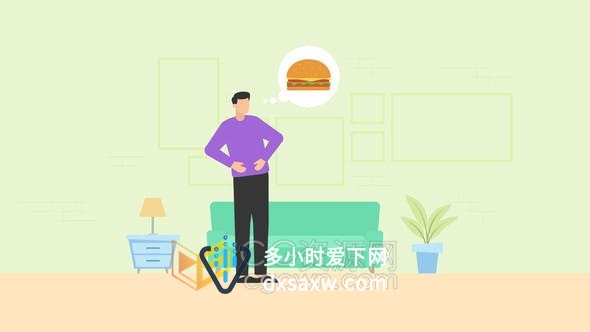 AE模板-外卖配送服务介绍卡通动画在线订购送货整体流程效果视频