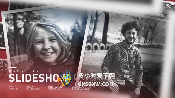 AE模板-黑白老照片幻灯片复古历史记录视频相册Photo Slideshow