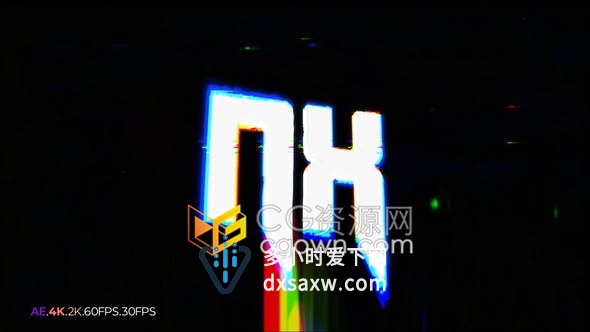 Fast Glitch Logo故障毛刺失真数字RGB损伤视频片头-AE模板