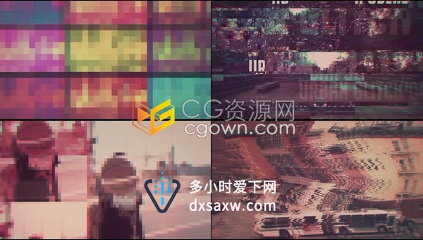 复古变形转场故障效果元素演示电影开场城市视频宣传片头-AE模板
