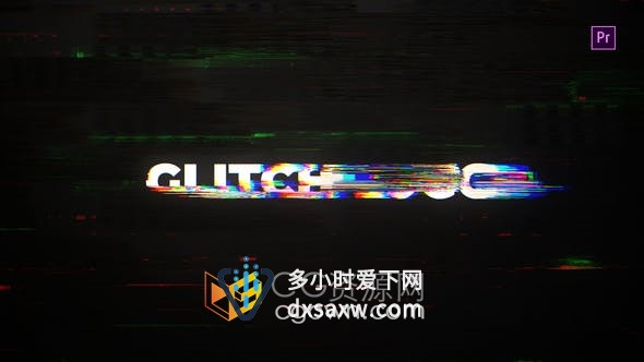 Glitch Logo Mogrt AE与PR模板失真动态故障RGB分割标题视频片头