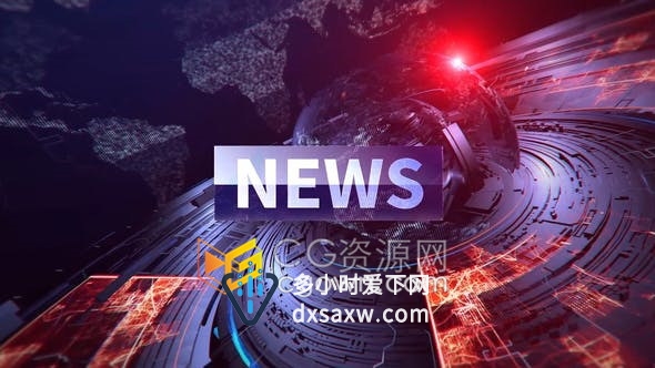 AE模板-晚间新闻News视频片头制作包括开场字幕条背景视频素材