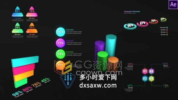 Infographic Dynamic Graphs动态信息列表图形图表动画-AE模板