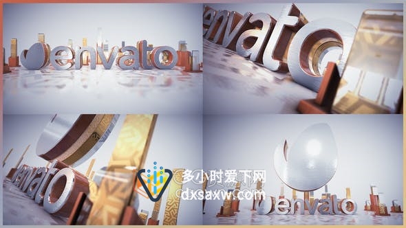 金色玻璃三维LOGo动画效果Element 3D v2插件制作工程-AE模板