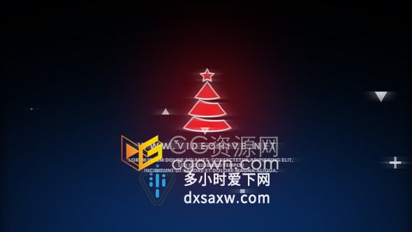 故障效果三角形圣诞树形象圣诞节元素标志LOGO动画-AE模板