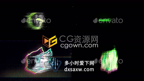 AE模板故障分裂拼接动态失真画面损坏重叠效果标志LOGO片头