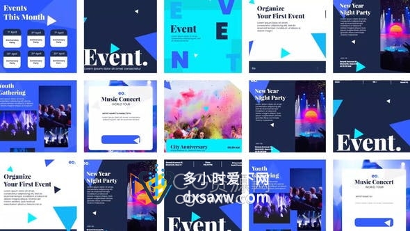 AE模板-1080xp正形小视频业务会议事件简介现代社交媒体