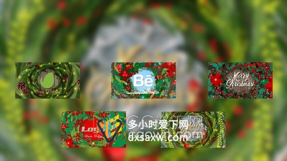 5种圣诞节主题风格清新花卉枝叶可爱装饰元素祝福贺卡-AE模板