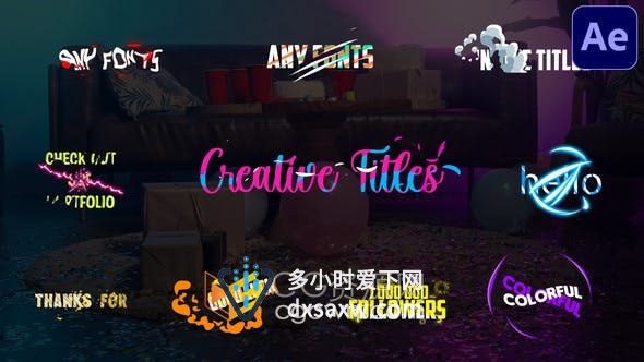 After Effects模板-多彩创意动态元素FX效果视频字幕Creative Titles