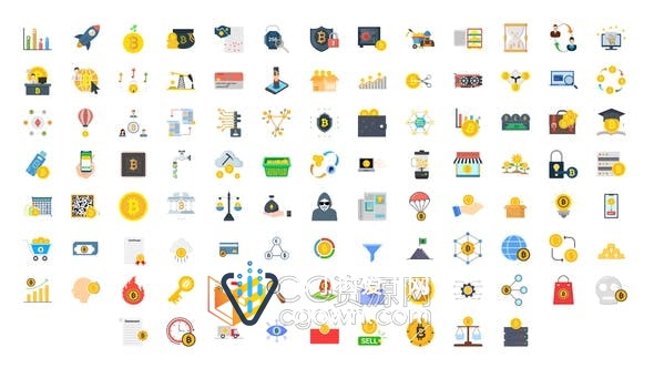 AE模板-Crypto Currency Icons 100个加密货币图标动画