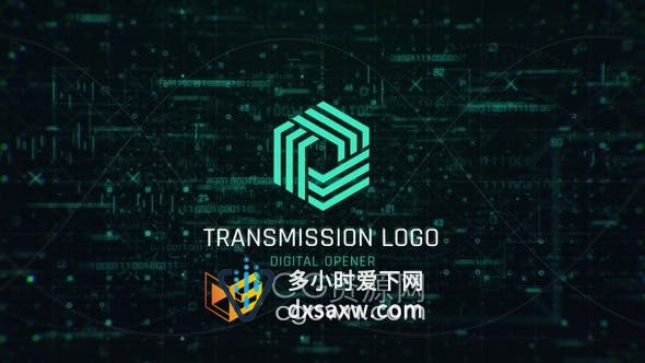 AE模板-信号传输计算机代码高科技数字网络技术标志LOGO片头