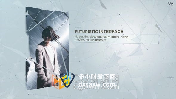 AE模板更新版企业现代风格玻璃质感图片创意分裂拼接科技感全息界面演示