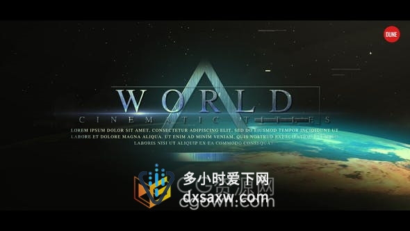 科技感粒子地球星球动画背景介绍金属标题动画科幻电影宣传视频-AE模板