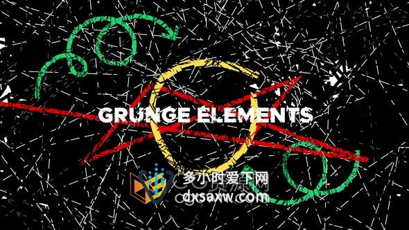 AE模板-损坏污垢变形破碎划痕形状动画效果元素视频制作