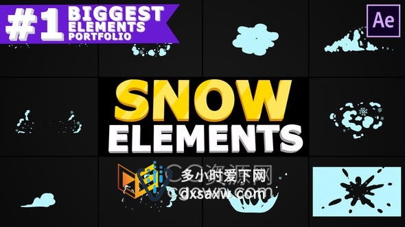 可爱雪花雪球飞溅爆炸元素制作卡通圣诞新年视频节目广告神奇特效-AE模板